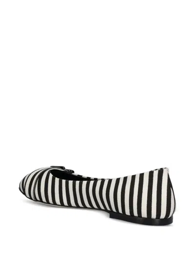 Msgm Striped Flats In Black