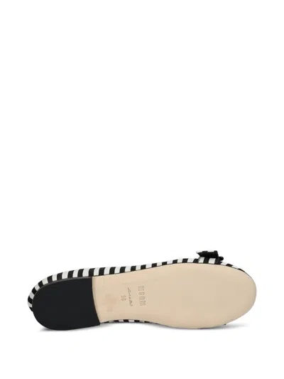 Msgm Striped Flats In Black