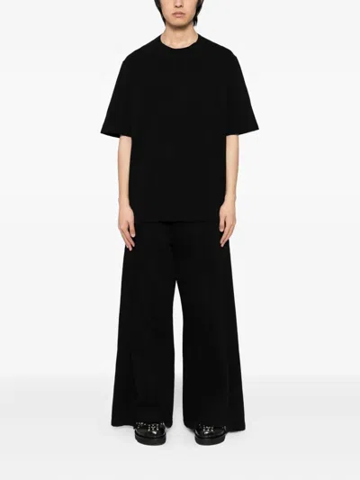 Devoa Panelled Cotton T-shirt In Black