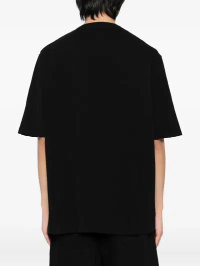 Devoa Panelled Cotton T-shirt In Black