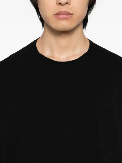 Devoa Panelled Cotton T-shirt In Black