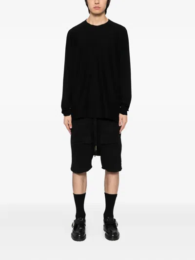 Devoa Raw-cut Cotton T-shirt In Black