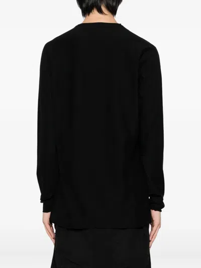 Devoa Raw-cut Cotton T-shirt In Black
