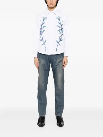 Juntae Kim Floral-embroidered Shirt In White