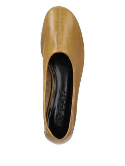 By Far Square-toe Leather Flats In Yellow