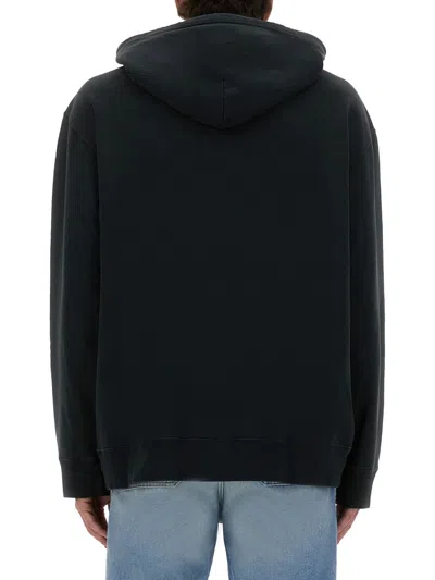 Mm6 Maison Margiela Drawstring Hood Kangaroo Pocket Ribbed Cuffs In Black