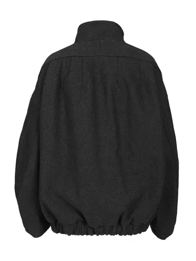 Dries Van Noten 00660-voles 2118 Brushed Back Twill Cotton Jacket Coats Grey In Black