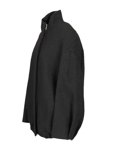 Dries Van Noten 00660-voles 2118 Brushed Back Twill Cotton Jacket Coats Grey In Black