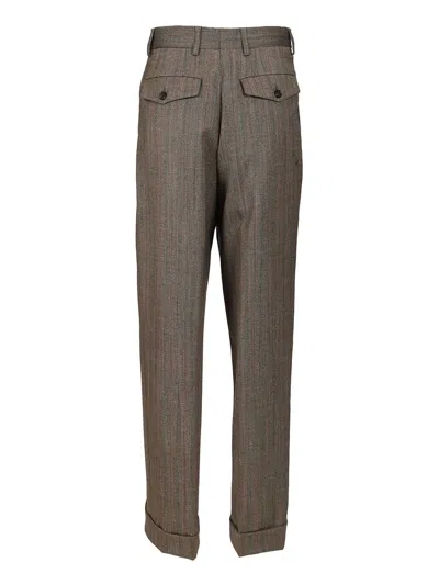 Dries Van Noten 02070-partan 2250 Melange Stripe Wool Pants Trousers Grey In Gray