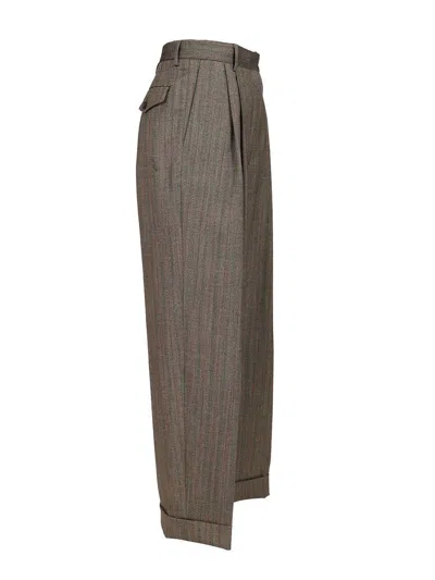 Dries Van Noten 02070-partan 2250 Melange Stripe Wool Pants Trousers Grey In Gray