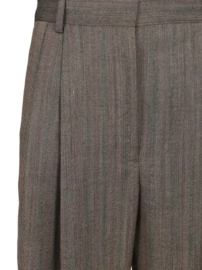 Dries Van Noten 02070-partan 2250 Melange Stripe Wool Pants Trousers Grey In Gray