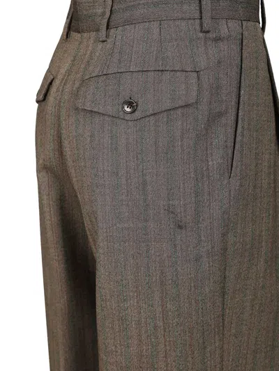 Dries Van Noten 02070-partan 2250 Melange Stripe Wool Pants Trousers Grey In Gray