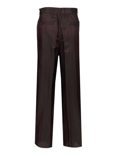 Dries Van Noten High-waisted Wide Leg Trousers With Vertical Stripes In Brown