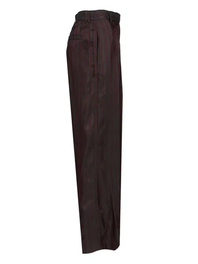 Dries Van Noten High-waisted Wide Leg Trousers With Vertical Stripes In Brown
