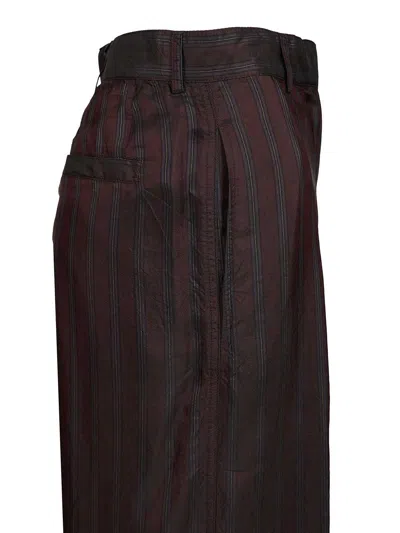 Dries Van Noten High-waisted Wide Leg Trousers With Vertical Stripes In Brown