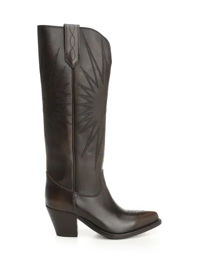 Golden Goose 70 Wish Star Distressed Bull Leather Upper Boots Brown In Brown