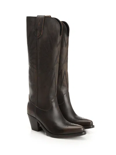Golden Goose 70 Wish Star Distressed Bull Leather Upper Boots Brown In Brown