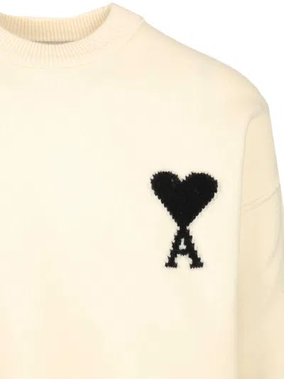 Ami Alexandre Mattiussi Ami De Coeur Sweater Knitwear White In Neutral