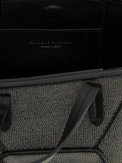 Brunello Cucinelli Precious Bc Duo Mini Bag In Grained Leather In Black