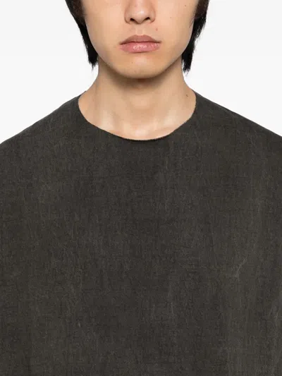 Devoa Panelled Cotton T-shirt In Brown