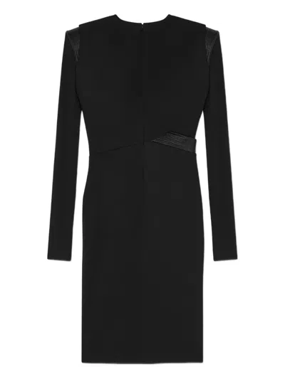 Versace Draped Long Sleeve Dress With Shoulder Pads In Black
