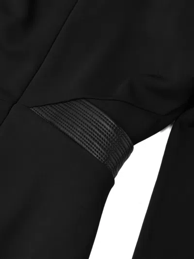 Versace Draped Long Sleeve Dress With Shoulder Pads In Black