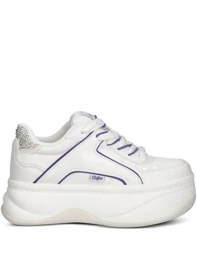 Buffalo Embellished Platform Sneakers In White