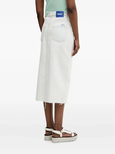 Hugo Boss Front-slit Denim Skirt In Blue