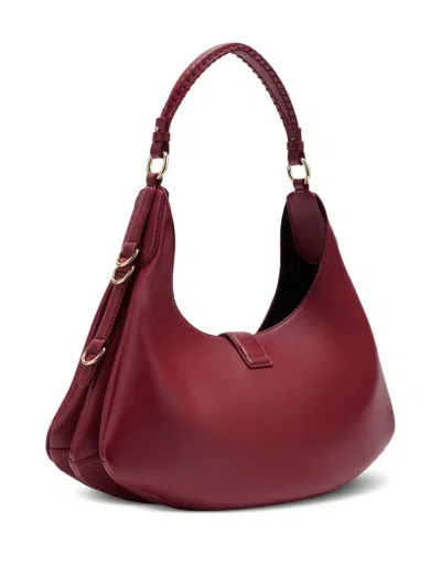 Ganni Kat Small Red Shoulder Bag With Adjustable Handle And Logo Plaque On The Front In Leather Woman In Red