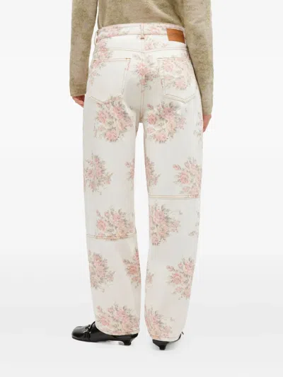 Ganni Flower Jeans In Neutral