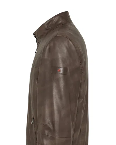 Peuterey Brown Vintage-effect Leather Bomber Jacket In Brown