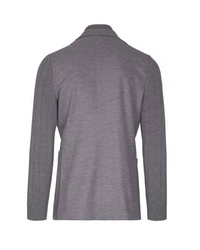 Eleventy Single-breasted Wool Jacket With Ribbed Detailing In Gray