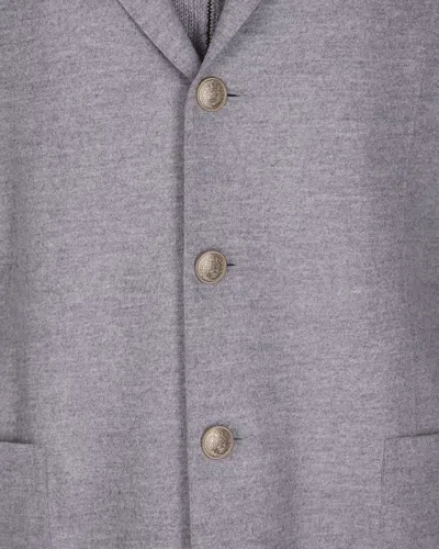 Eleventy Single-breasted Wool Jacket With Ribbed Detailing In Gray