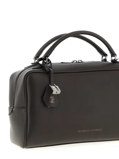 Brunello Cucinelli Medium Handbag Boston Explorer Style In Brown