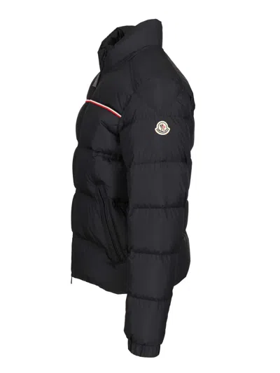 Moncler Puffer Jacket With High Collar And Quilted Design In Black