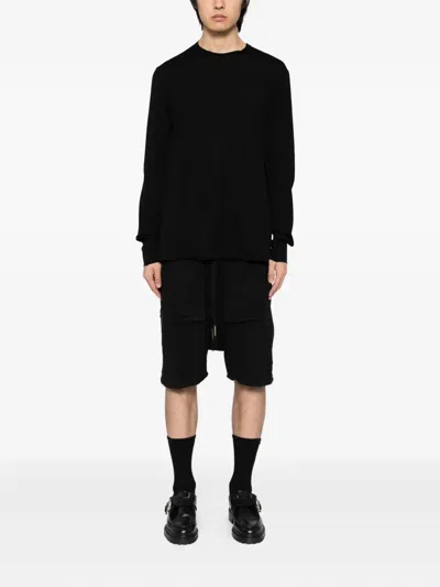 Devoa Raw-cut Cotton T-shirt In Black