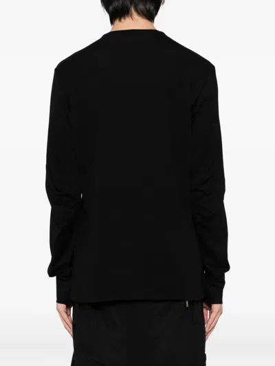 Devoa Raw-cut Cotton T-shirt In Black