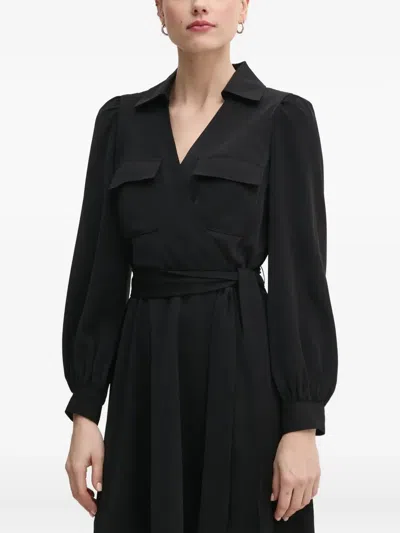 裹身式长袖迷你连衣裙