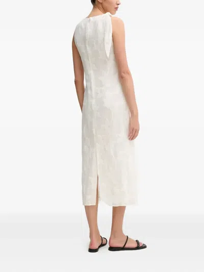 Samsoe & Samsoe Tie-detailing Embossed Midi Day Dress In White