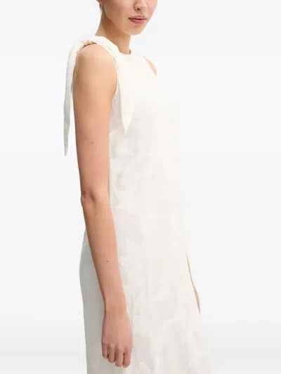 Samsoe & Samsoe Tie-detailing Embossed Midi Day Dress In White