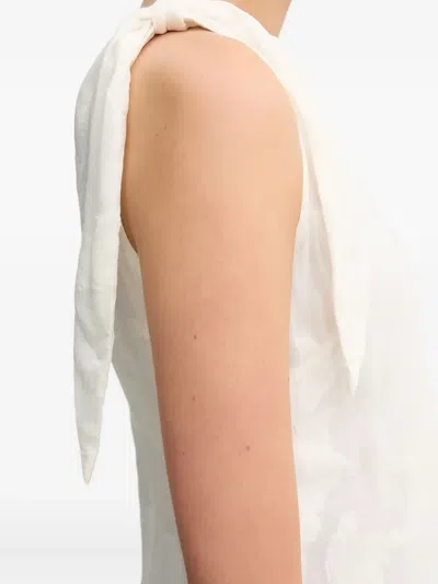 Samsoe & Samsoe Tie-detailing Embossed Midi Day Dress In White