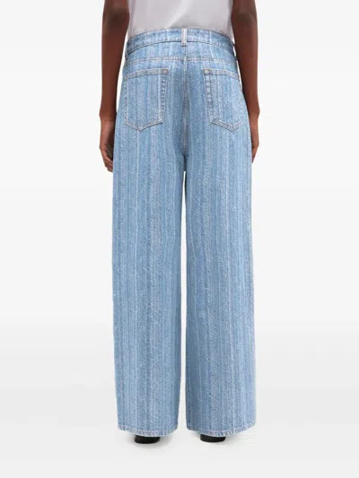 Ganni Striped Baggy Jeans In Blue