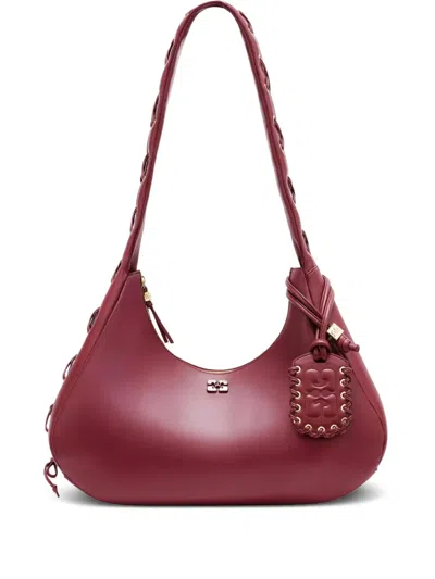 Ganni Medium Hobo Shoulder Bag In Burgundy