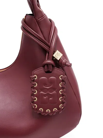 Ganni Medium Hobo Shoulder Bag In Burgundy