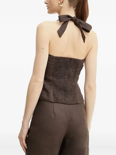 挂脖弹性缩褶上衣