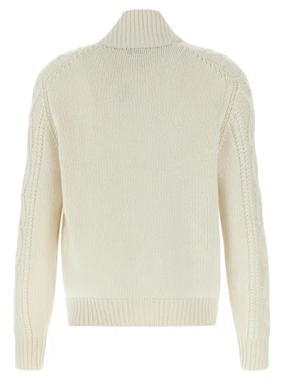 Brunello Cucinelli Cashmere Cardigan With Cable Knit Design In White