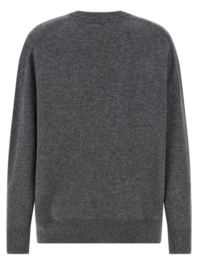 Jil Sander V-neck Long Sleeve Cashmere Knit Sweater In Gray