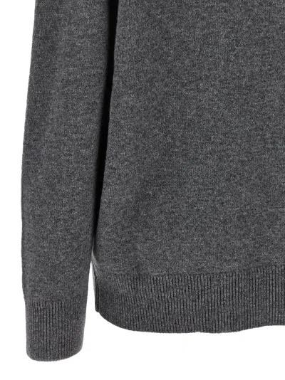 Jil Sander V-neck Long Sleeve Cashmere Knit Sweater In Gray