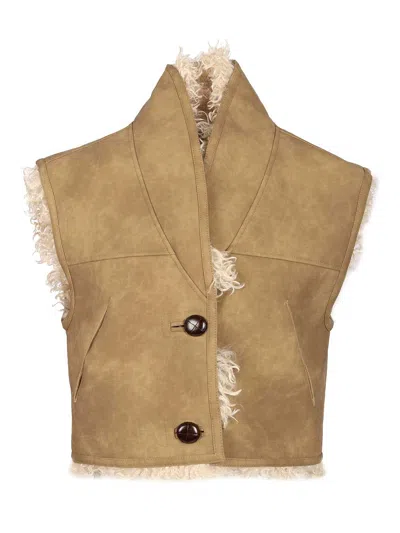 Isabel Marant Étoile Shearling Vest In Suede In Brown