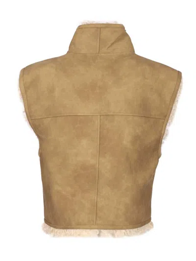 Isabel Marant Étoile Shearling Vest In Suede In Brown
